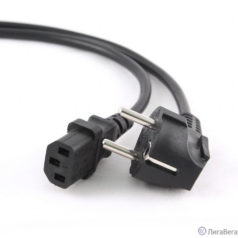 Кабель питания Cablexpert 1.8м, Schuko- C13, 6А, черный, с заземлением, пакет [PC-186]