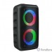 Ginzzu GM-916B (10Вт, TWS, 150Гц-18КГц, динамики 2х3,0″, 2400мАч, AUX, USB-flash, микро SD,  КАРАОКЕ, FM-радио, RGB