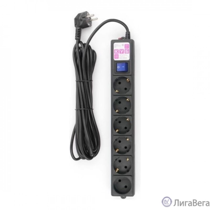 Power Cube Фильтр-удлинитель 5м 6 р 16А SPG6-B5M (21889), черный Power Cube Фильтр-удлинитель 5м 6 р 16А SPG6-B5M (21889), черный