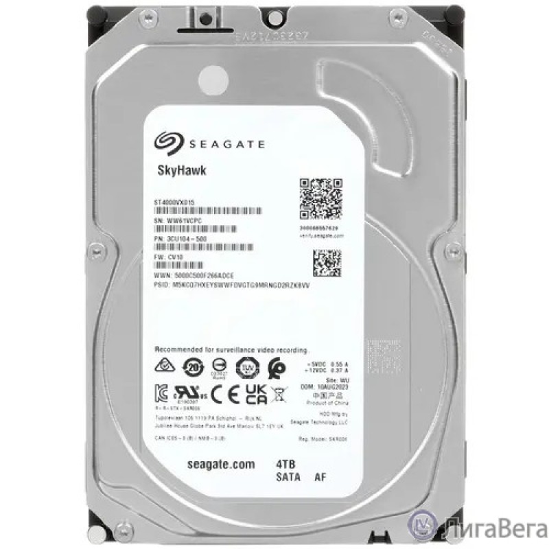 4TB Seagate Skyhawk (ST4000VX015) {Serial ATA III, 5400 rpm, 256mb, для видеонаблюдения}