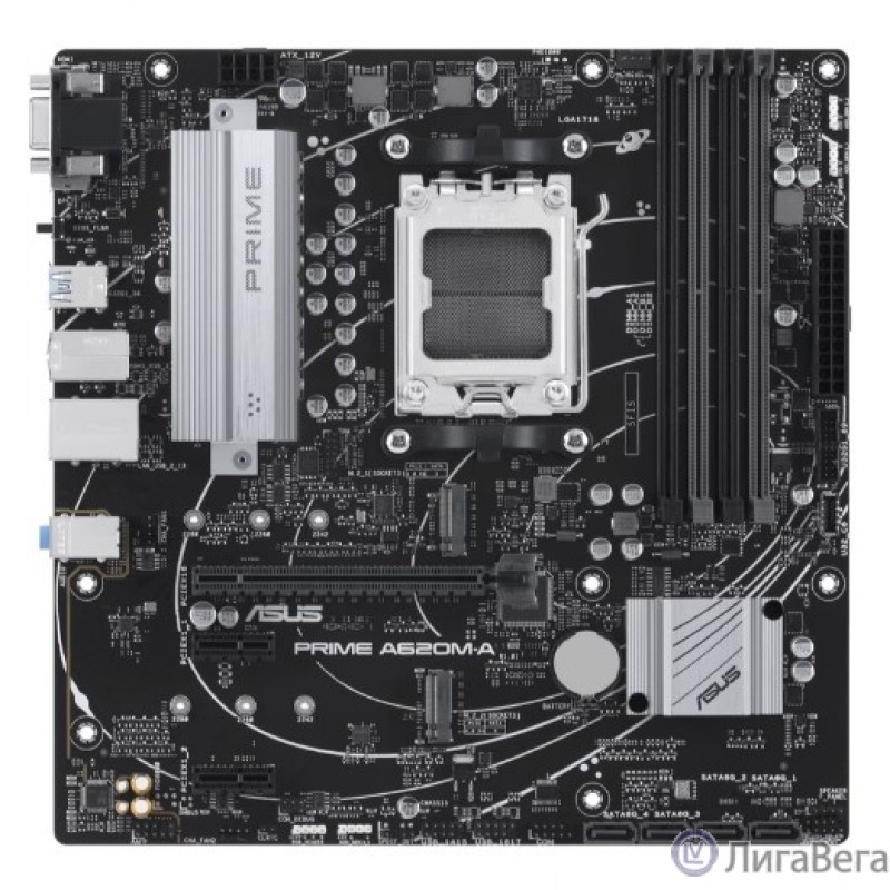 ASUS PRIME A620M-A-CSM (Socket AM5, mATX, 4xDDR5(192GB), VGA/DP/HDMI, 1xPCIe 4.0x16/2xPCIe 3.0x1, 1xLAN, 4xSATA 6Gb/s, 2xM.2, 2xUSB 3.2, 1xPS/2)