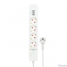 Гарнизон Сетевой фильтр 2.0 EPS-4-U3-W-2  Мультипорт, 4р, 10А, 3xUSB, 2м, ур.защиты 2+, белый, пакет (21445)