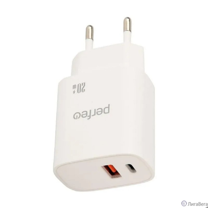 PERFEO Сетевое зарядное устройство с двумя разъемами USB-A+TYPE-C, 20W, белый (I4661) PERFEO Сетевое зарядное устройство с двумя разъемами USB-A+TYPE-C, 20W, белый (I4661)