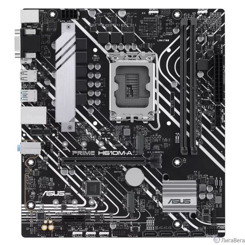 ASUS PRIME H610M-A-CSM (Socket 1700, mATX, 2xDDR5(96GB), VGA/DP/HDMI, 1xPCIe 4.0x16/1xPCIe 3.0, 1xLAN, 4xSATA 6Gb/s, 2xM.2, 1xM.2 E key, 2xUSB 3.2, 2xUSB 2.0, 2xPS/2)