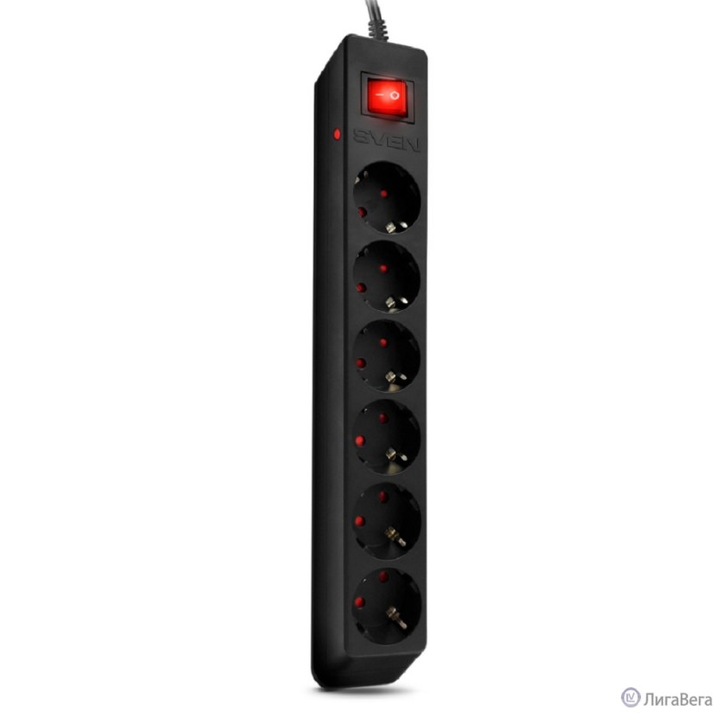 SVEN Фильтр Optima 5,0 м (6 розеток с защитными шторками) черный, цветная коробка [SV-021030]