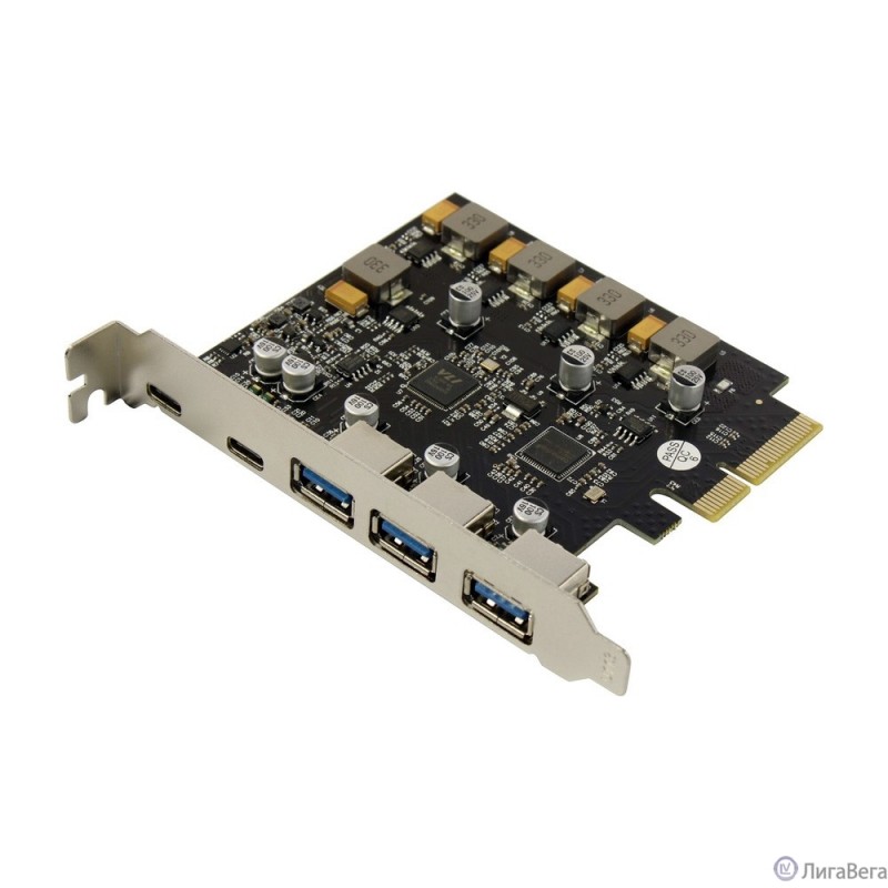ORIENT AM-U3142PE-3A2C, Контроллер PCI-Ex4 v3.0, USB 3.2 Gen2, скорость до 10 Гбит/с, 5-port ext (3xType-A + 2xType-C), ASM3142+VL820-Q8 chipset, Self powered (31351)
