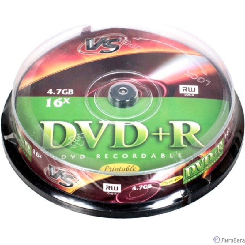 Диски VS DVD+R 4,7 GB 16x CB/10 Ink Print (620557)