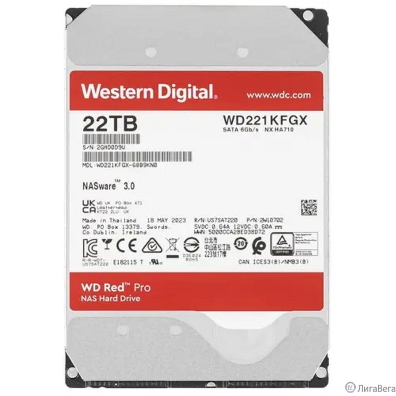 22TB WD Red Pro (WD221KFGX) {Serial ATA III, 7200- rpm,512Mb, 3.5″} 22TB WD Red Pro (WD221KFGX) {Serial ATA III, 7200- rpm,512Mb, 3.5″}