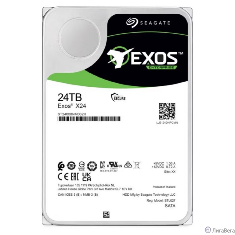 24TB Seagate Exos X24 (ST24000NM002H) {SATA 6Gb/s, 7200 rpm, 512mb buffer, 3.5″}
