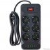 Amper сетевой удлинитель, 4,0м, 6 розеток, 10А, 2500 Вт, 4usb,2Type-C, черный. [JH-1076U-4B]