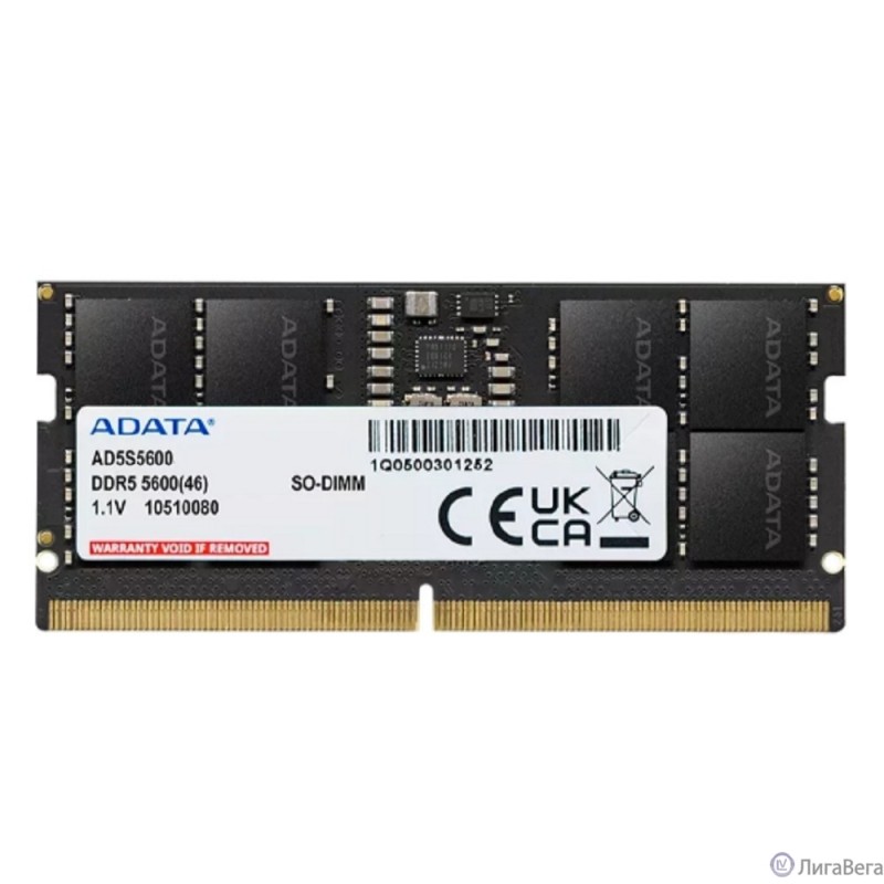 A-data DDR5 16GB 5600MHz AD5S560016G-S RTL PC5-44800 CL46 SO-DIMM 262-pin 1.1В single rank Ret