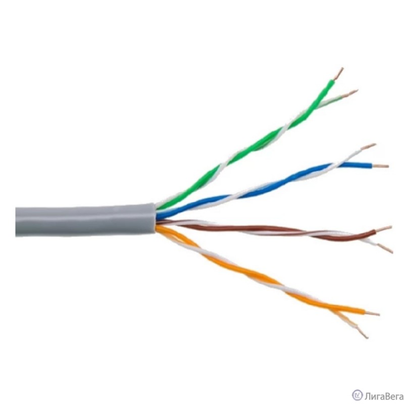 Rexant (01-0041-R) Кабель витая пара U/UTP, CAT 5e, PVC нг(А)-LS, 4х2х0,52мм, 4PR, 24AWG, INDOOR, SOLID, серый, 305м, РФ