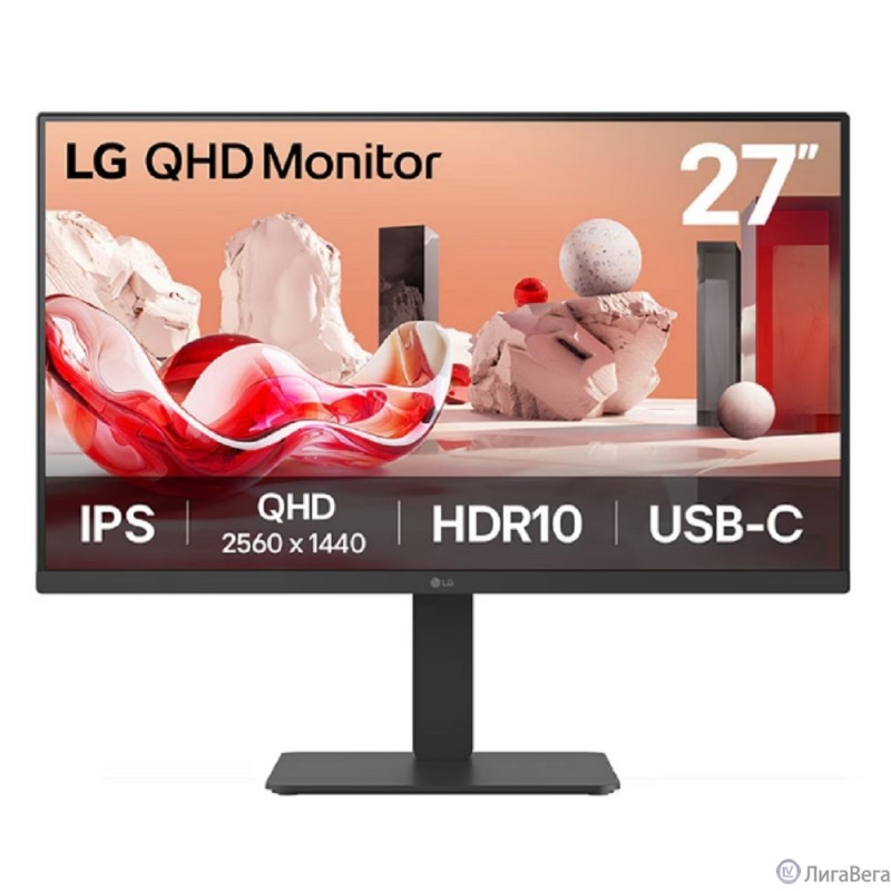 LCD LG 27″ 27BA65QB-B {IPS 2560x1440 100Hz 5ms 350cd 1000:1 DisplayPort1.4 2xHDMI2.0 4xUSB3.0 USB-C(65W PD) Speakers HAS VESA}