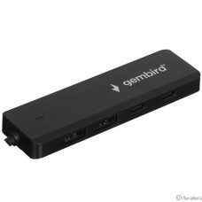 Gembird Разветвитель USB3.1 2xUSB, 2xType-C, с доп.пит (Type-C), кабель USB 19см, черный, коробка (UHB-C415)