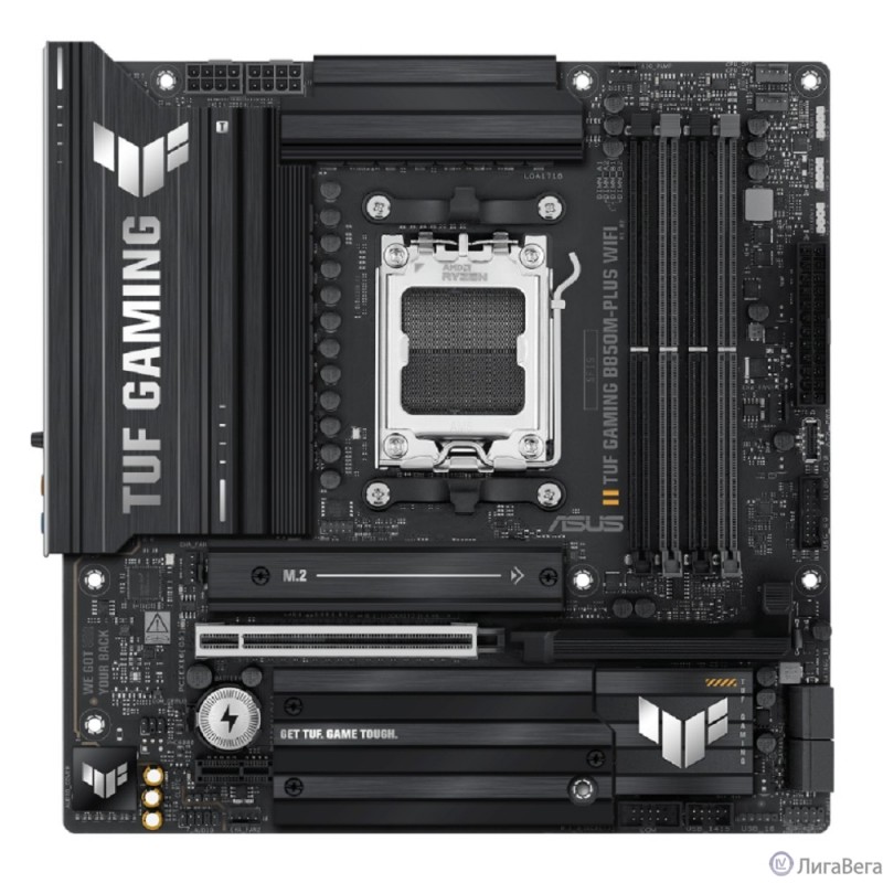 ASUS TUF GAMING B850M-PLUS WIFI (Socket AM5, mATX, 4xDDR5(256GB), DP/HDMI, 1xPCIe 5.0x16/1xPCIe 4.0x1, 1xLAN (2.5GbE), Wi-Fi, BT, 4xSATA 6Gb/s, 3xM.2, 1xType-C, 7xUSB 3.2, 4xUSB 2.0)
