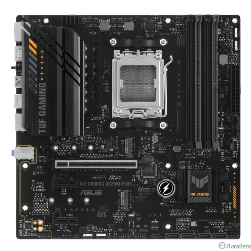 ASUS TUF GAMING A620M-PLUS (Socket AM5, mATX, 4xDDR5(128GB), 2xDP/HDMI, 1xPCIe 4.0x16/2xPCIe 3.0, 1xLAN (2.5GbE), 4xSATA 6Gb/s, 2xM.2, 2xUSB 3.2, 4xUSB 2.0, 1xPS/2)