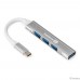 Exegate EX298168RUS USB-Хаб (концентратор) 4-в-1 ExeGate DUB-3213C (кабель-адаптер USB3.0 Type-C --> 3xUSB2.0, 1xUSB3.0, Plug&Play, Серебристый)