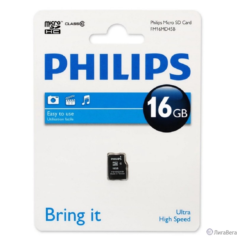 Micro SecureDigital 16GB Philips microSDHC Class 10 (FM16MD45B/97)