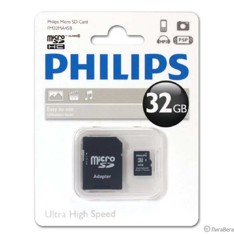 Micro SecureDigital 32GB Philips microSDHC Class 10 (SD адаптер) (FM32MA45B/97) Micro SecureDigital 32GB Philips microSDHC Class 10 (SD адаптер) (FM32MA45B/97)