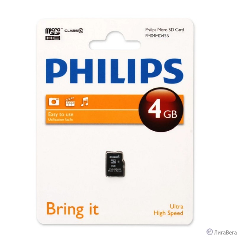 Micro SecureDigital 4GB Philips microSDHC Class 10