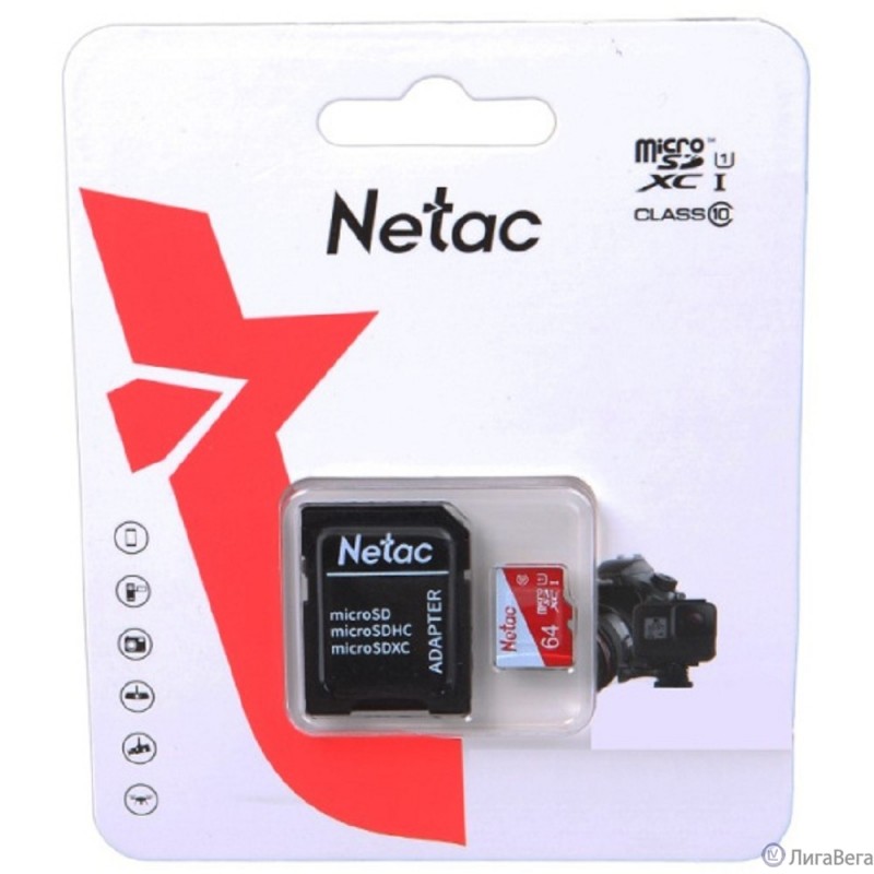 Micro SecureDigital 64GB Netac P500 ECO   (с SD адаптером)