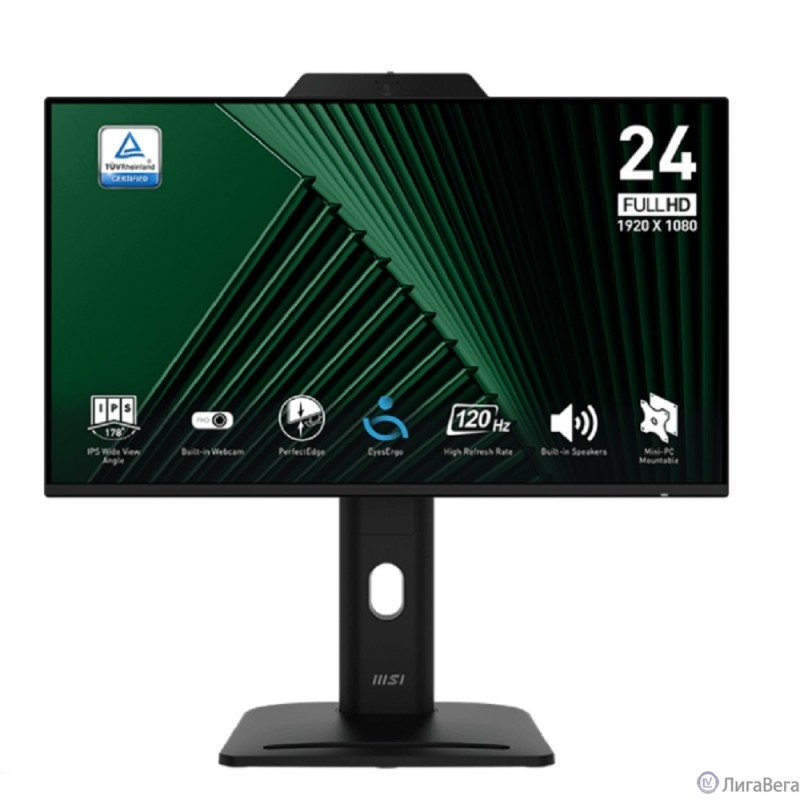 MSI PRO 23.8″ MP242PMG {IPS 1920x1080 120Hz 4ms 300cd D-Sub HDMI DisplayPort 2xUSB Speakers WebCam HAS Pivot Vesa} [9S6-3PD89T-005]