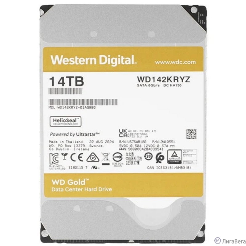 14TB WD Gold  (WD142KRYZ) {SATA III 6 Gb/s, 7200 rpm, 256Mb buffer}