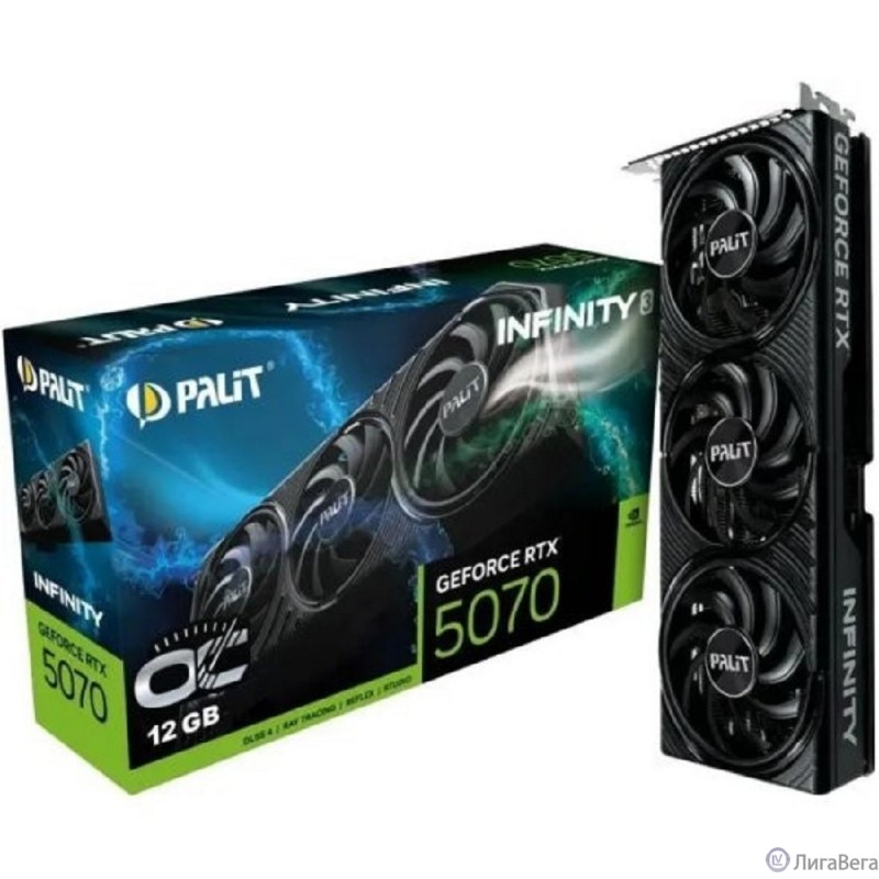 Видеокарта Palit  RTX5070 INFINITY3 OC NVIDIA GeForce RTX 5070 12Gb 192bit GDDR7 2325/28000 HDMIx1 DPx3 HDCP Ret Видеокарта Palit  RTX5070 INFINITY3 OC NVIDIA GeForce RTX 5070 12Gb 192bit GDDR7 2325/28000 HDMIx1 DPx3 HDCP Ret