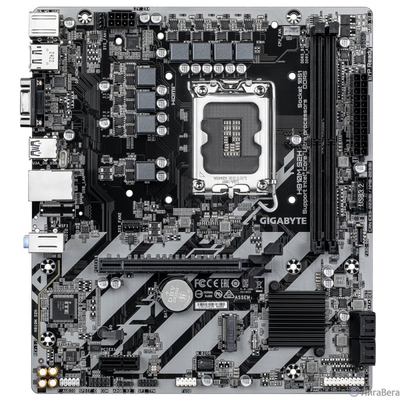 Gigabyte H810M S2H {Socket 1851, Intel®H810, 2xDDR5-6400, mATX D-SUB+HDMI+DP, 1xPCI-Ex16, 1xPCI-Ex1, 4xSATA3(RAID 0/1/5/10), 1xM.2, 8Ch Audio, GLan, (5+2)xUSB2.0, (1+2)xUSB3.2, (0+1)xUSB Type-C}