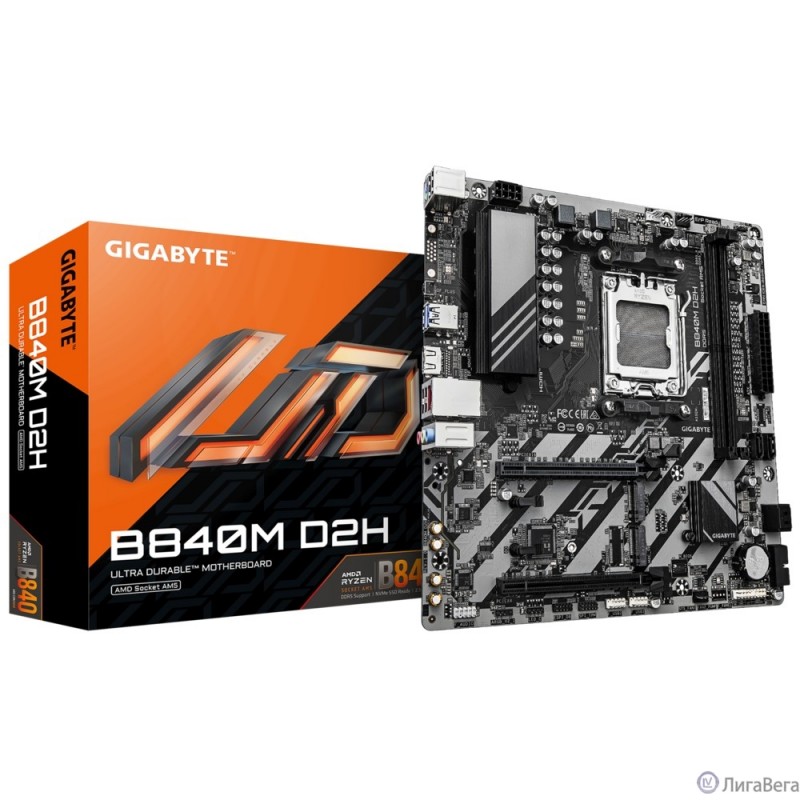 Gigabyte B840M D2H {Socket AM5, AMD B840, 2xDDR5-5200, HDMI, 2xPCI-Ex16, 4xSATA3(RAID 0/1/10), 2xM.2, 8 Ch Audio, 1x2,5GLan, (4+4)xUSB2.0, (2+2)xUSB3.2, 1xPS/2, mATX} RTL 