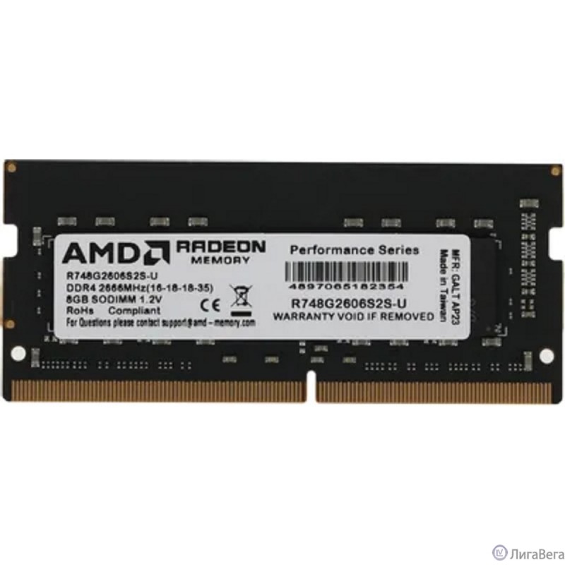 AMD SO-DIMM DDR4 8Gb PC21300 2666MHz CL16 AMD 1.2V OEM (R748G2606S2S-U) AMD SO-DIMM DDR4 8Gb PC21300 2666MHz CL16 AMD 1.2V OEM (R748G2606S2S-U)
