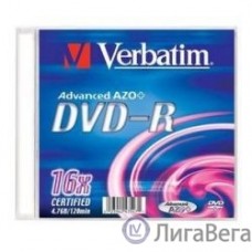 Verbatim  Диски DVD-R Verbatim 16-x, 4.7 Gb, (Slim Case) [43547] (отпускать поштучно)