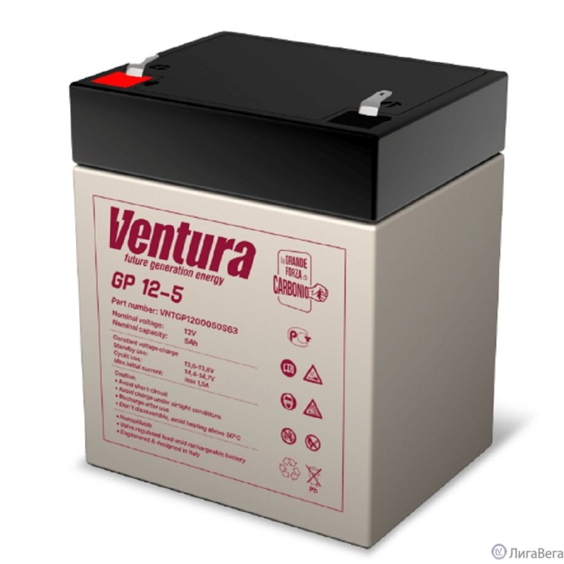 Ventura Аккумуляторная батарея GP 12-5 12V/5Ah {клемма S63 (F2), ДхШхВ 91х70х107мм, масса 1,56 кг, срок службы 6-9 лет}