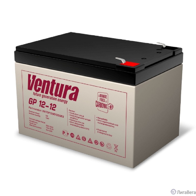 Ventura Аккумуляторная батарея GP 12-12 12V/12Ah {клемма S63 (F2), ДхШхВ 151х98х100мм, масса 3,45 кг, срок службы 6-9 лет}