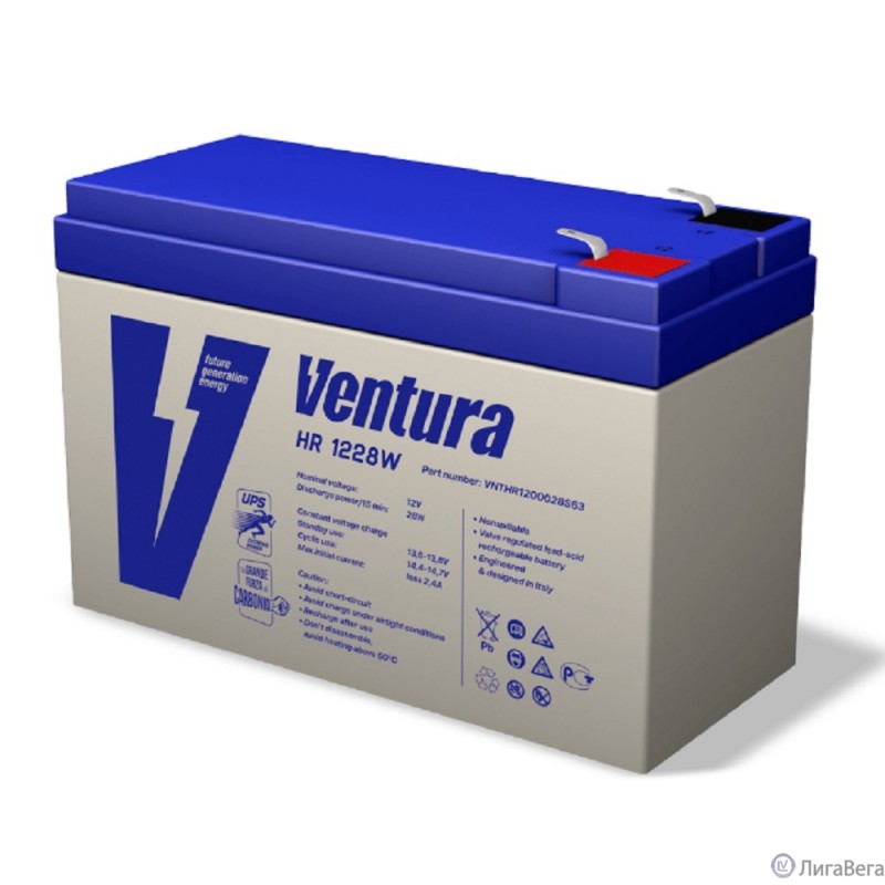 Ventura Аккумуляторная батарея HR 1228W (7,2 Ач) 12V/192 Вт/блок, {клемма S63 (F2), ДхШхВ 151х65х100мм, масса 2,35 кг, срок службы 10 лет}