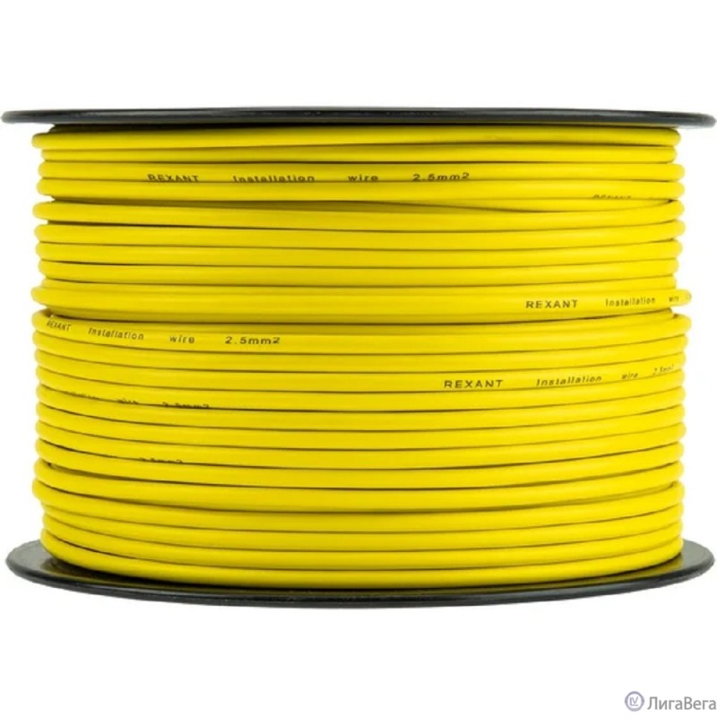 Rexant (01-6542) Провод ПГВА 1х2,50мм, желтый, бухта 100м Rexant (01-6542) Провод ПГВА 1х2,50мм, желтый, бухта 100м