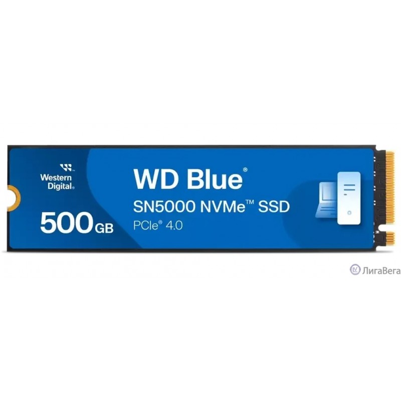 WD SSDl Blue SN5000 SSD M2.2280 PCIe 4.0 500Gb, 5000MBs/4000MBs, TBW 300, WDS500G4B0E, 1 year