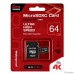 Micro SecureDigital 64Gb QUMO QM64GMICSDXC10U3BL {MicroSDXC Class 10 UHS-I, SD adapter}