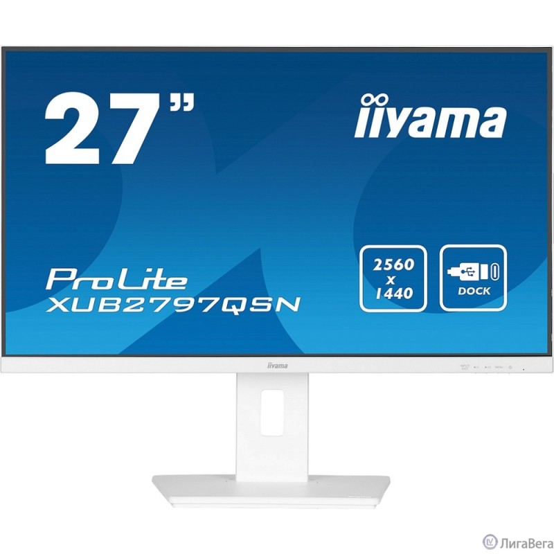 LCD IIYAMA 27″ XUB2797QSN-W2 белый {IPS 2560x1440 100Hz 1ms 300cd HDMI DisplayPort(in+out) USB3.2 USB-C3.2(65W) USB-C3.2(15W) RJ-45 2x2W HAS Pivot}