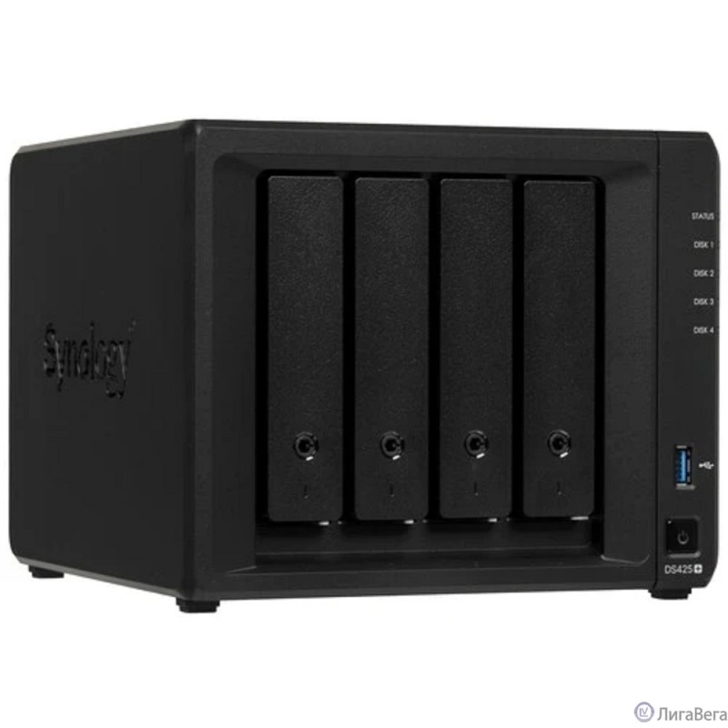 Synology DS425+ Сетевое хранилище NAS black (Intel J4125/2Gb/4(3.5″/2.5″SATA/SSD) + 2 NVMe/RAID/1x1Gb/1x2.5Gb/2xUSB 3.2/no WIFI) вилка UK/HK 3-pin