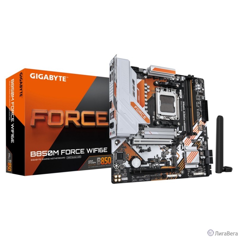 Материнская плата Gigabyte B850M FORCE WF6E SocketAM5 AMD B850 2xDDR5 mATX AC`97 8ch(7.1) 2.5Gg RAID+HDMI+DP Материнская плата Gigabyte B850M FORCE WF6E SocketAM5 AMD B850 2xDDR5 mATX AC`97 8ch(7.1) 2.5Gg RAID+HDMI+DP