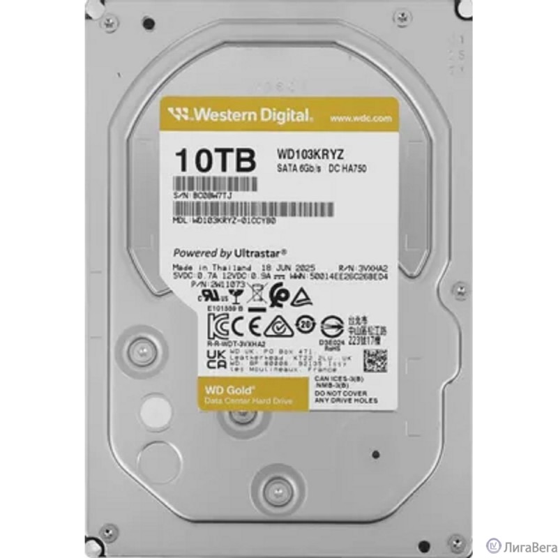 10TB WD Gold  (WD103KRYZ) {SATA III 6 Gb/s, 7200 rpm, 512Mb buffer}
