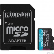 Micro SecureDigital 64GB Kingston Canvas Select Plus, UHS-I, U3, V30, A2, с адаптером