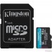 Micro SecureDigital 64GB Kingston Canvas Select Plus, UHS-I, U3, V30, A2, с адаптером