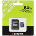 Micro SecureDigital 64GB Kingston Canvas Select Plus, UHS-I, U3, V30, A2, с адаптером Micro SecureDigital 64GB Kingston Canvas Select Plus, UHS-I, U3, V30, A2, с адаптером