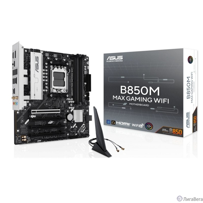 Материнская плата ASUS B850M MAX GAMING WIFI AM5 mATX 4xDDR5 4xPCIEx16 3xM.2 USB-C DP HDMI GLAN Wi-Fi 6