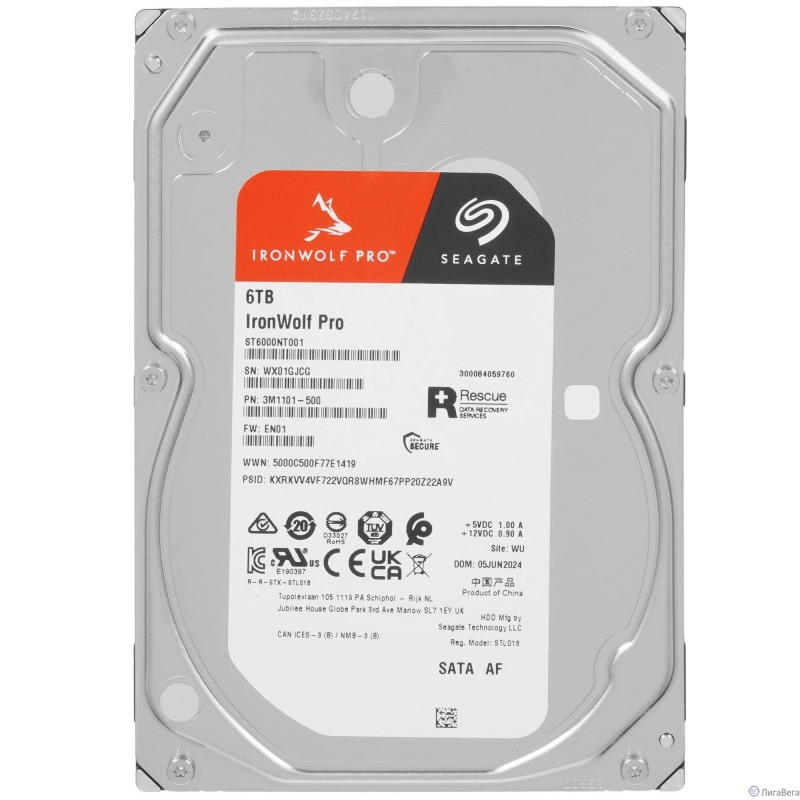 6TB Seagate Ironwolf Pro (ST6000NT001) {SATA 6.0Gb/s, 7200 rpm, 256mb buffer, 3.5″, для NAS} 6TB Seagate Ironwolf Pro (ST6000NT001) {SATA 6.0Gb/s, 7200 rpm, 256mb buffer, 3.5″, для NAS}