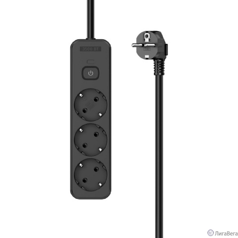 Perfeo сетевой удлинитель ″REAL STRIP″ 0,5м, 3 розетки, 16А, 3500 Вт, черный.