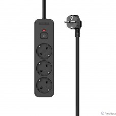 Perfeo сетевой фильтр ″REAL HOME″ 1,0м, 3 розетки, 16А, 3500 Вт, тройная защита, черный