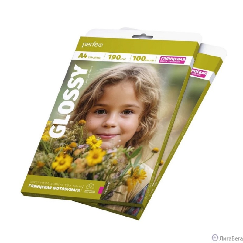 Perfeo фотобумага А4 190 г/м2 глянцевая 100л (PF-GLA4-190/100) (G13)
